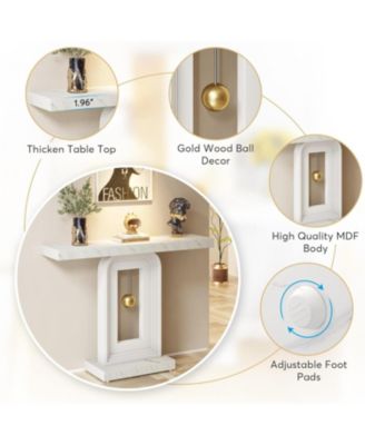 Modern Console Table, 40 Inches Narrow Sofa Entryway Table with Pendulum Shape Base, Contemporary Wood Accent Table for Living Room Hallway Entrance