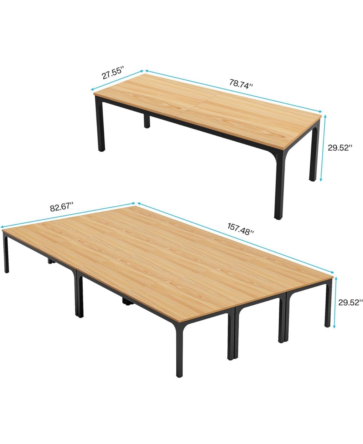 Tribesigns 78.74-Inch Conference Table Set of 6, 19FT Conference Room Table, Rectangle Meeting Seminar Table Set for 16-22 Person, Long Business
