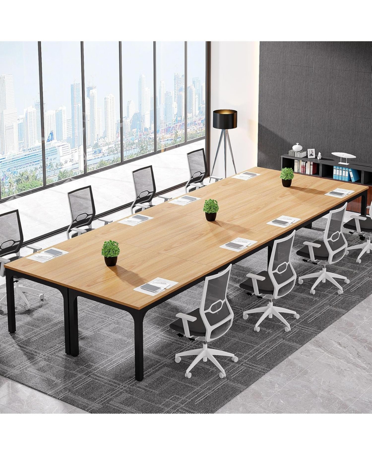 Tribesigns 78.74-Inch Conference Table Set of 6, 19FT Conference Room Table, Rectangle Meeting Seminar Table Set for 16-22 Person, Long Business