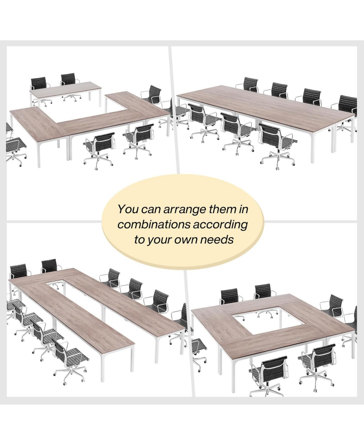 Tribesigns 78.74-Inch Conference Table Set of 4, 13FT Conference Room Table, Rectangle Meeting Seminar Table Set for 12-16 Person, Long Business