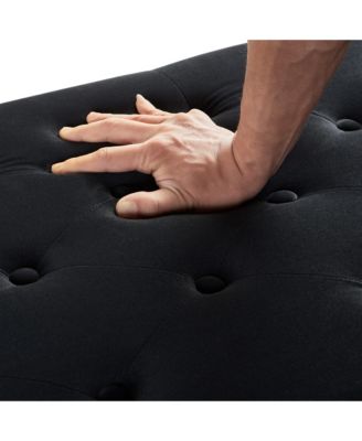 Upholstered Tufted Button Storage Bench with Nailhead Trim