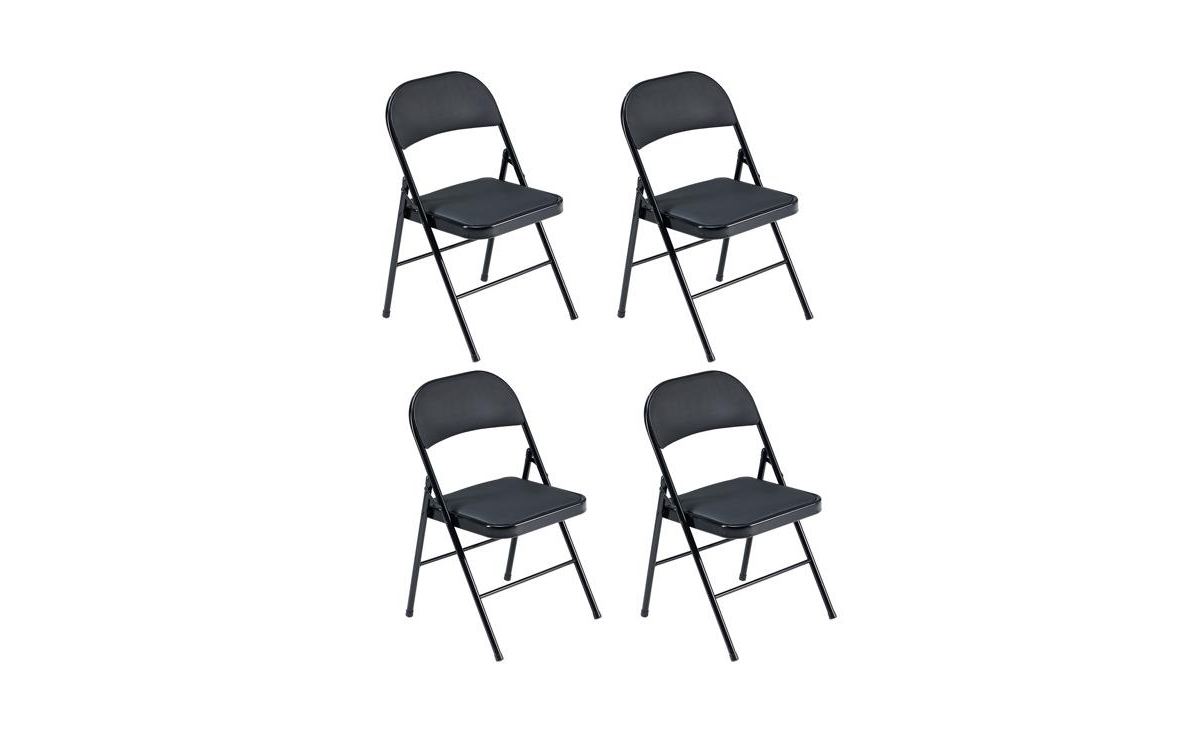 Slickblue 4pcs Elegant Foldable Iron & Pvc Chairs for Convention & Exhibition