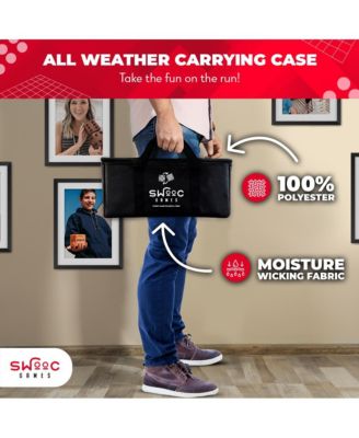 2-in-1 Vintage Giant Checkers and Tic Tac Toe Game With Mat (4 ft. x 4 ft.) - 100% Machine-Washable Canvas - Giant Games