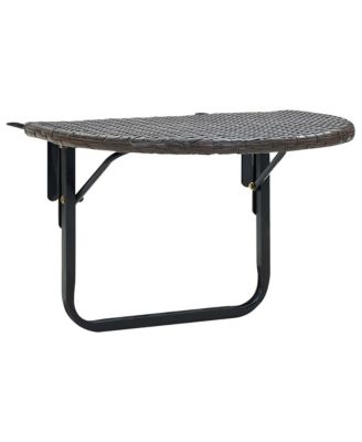 Balcony Table Brown 23.6"x23.6"x15.7" Poly Rattan