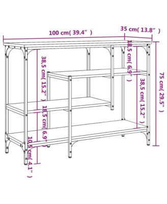 Console Table with Shelves Brown Oak 39.4"x13.8"x29.5"