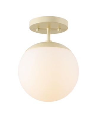 Marcel 1-Light Bohemian Farmhouse Iron/Frosted Glass LED Semi Flush Mount