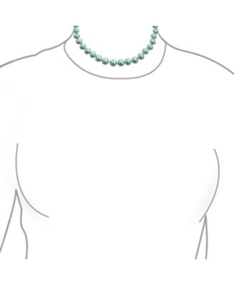 White Strand Necklace Rhodium Plated Crystal Clasp Pearl 10MM 16 Inch