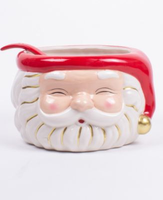 8 Oak Lane Santa Ceramic Punch Bowl - Macy's