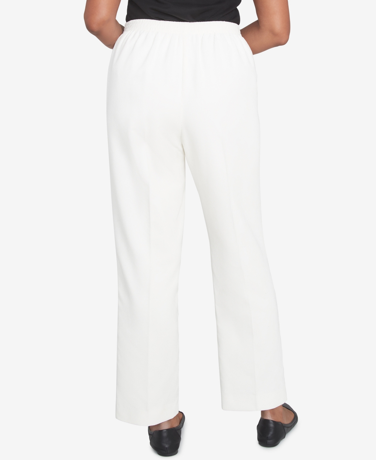 Alfred Dunner Petite Copenhagen Corduroy Average Length Pants In Winter White