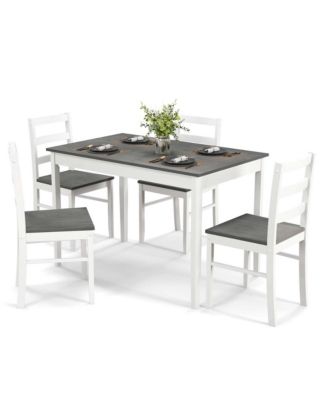 5-Piece Dining Set Solid Wood Kitchen Furniture with Rectangular Table & 4 Chairs