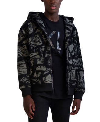KARL LAGERFELD PARIS - Men's Abstract Mixed Media Fleece Jacket