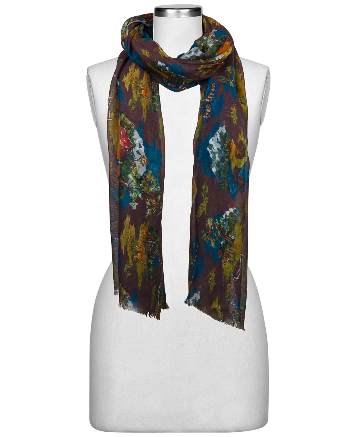 Shop Patricia Nash Vintage Print Scarf In Chocolate