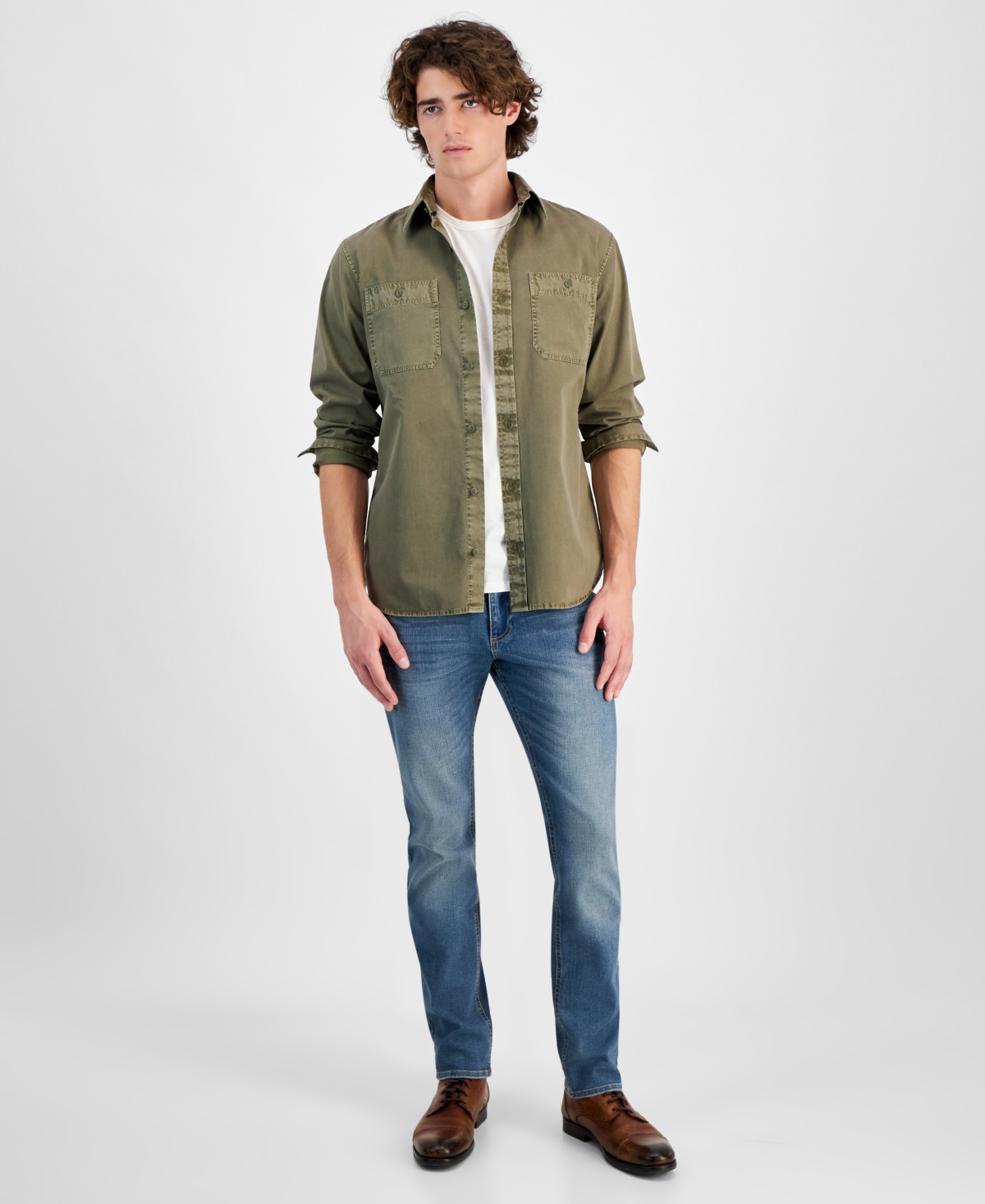 Sun + Stone Men's Long Sleeve Twill Shirt, Created for Macy's
