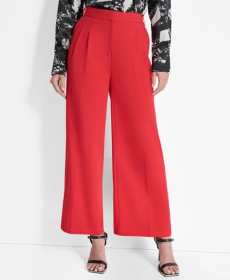 DKNY - Petite High-Waisted Pleated Wide-Leg Pants