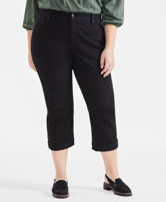 Plus Size Mid-Rise Curvy-Fit Cropped Jeans, Exclusively at Macy's