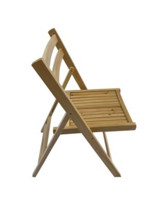 Set of 4 Slatted Wood Folding Chairs – Foldable Style for Special Events