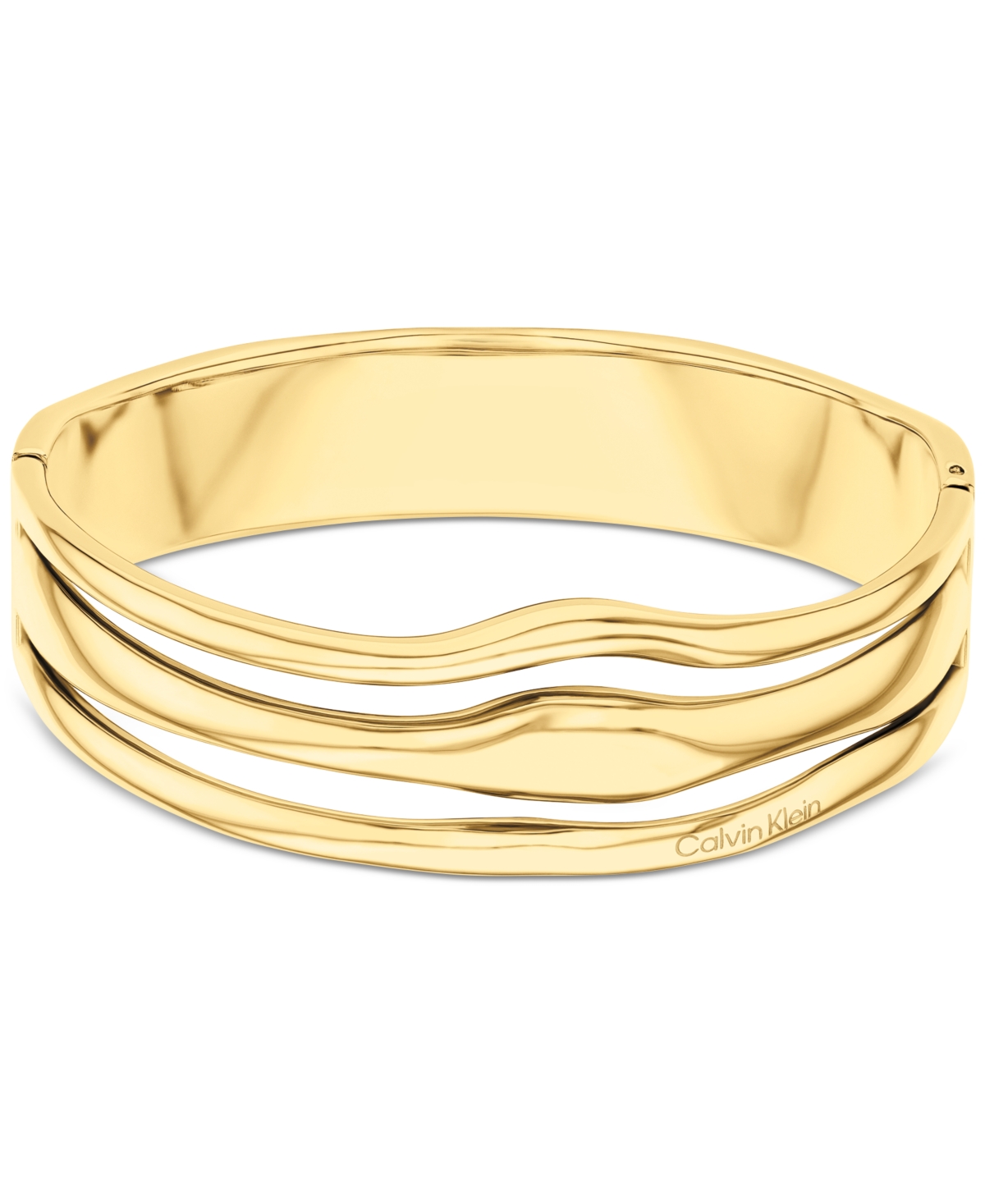 Calvin Klein Stainless Steel Wavy Triple-row Bangle Bracelet In Gold