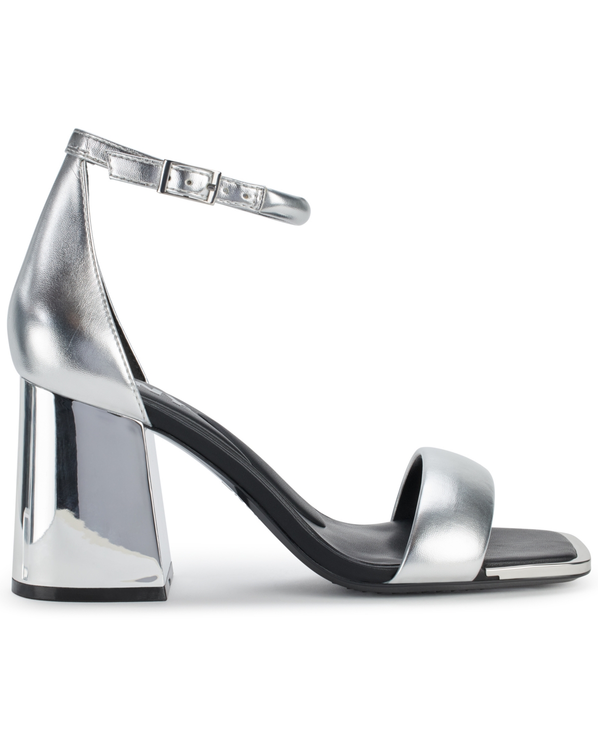 Shop Dkny Women's Scarla Ankle Strap Sandals In Silver