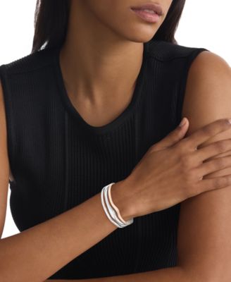 Stainless Steel Wavy Triple-Row Bangle Bracelet