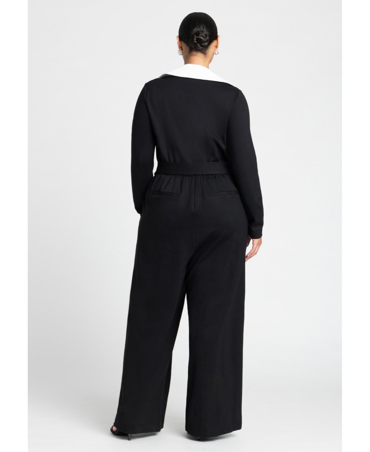 Eloquii Women's Tuxedo Knit Jumpsuit