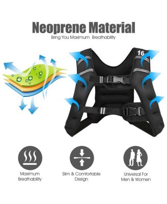 Workout Weighted Vest with Mesh Bag Adjustable Buckle-16 lbs