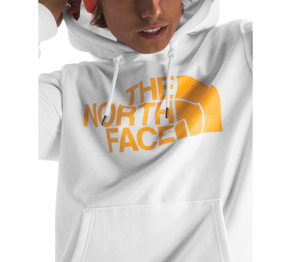 Shop The North Face Men's Half Dome Logo Hoodie In Tnf White,summit Gold