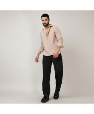 Men's Beige Self-Design Intertwine Shirt