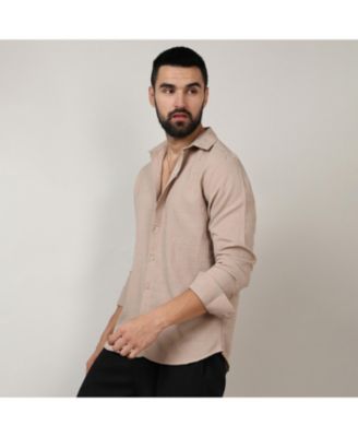 Men's Beige Self-Design Intertwine Shirt