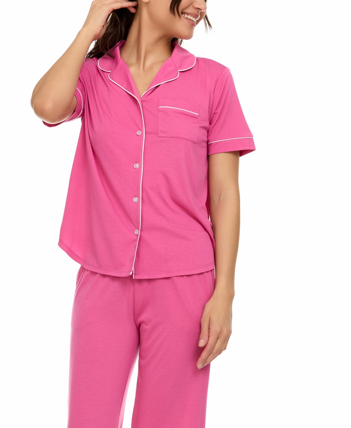 Flora By Flora Nikrooz Women's Annie Notch Top And Capri Pajama Set In Sandstone