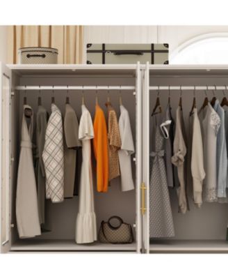 6-Door Big Armoires with 2 Hanging Rods, 3-Drawers, Shelves