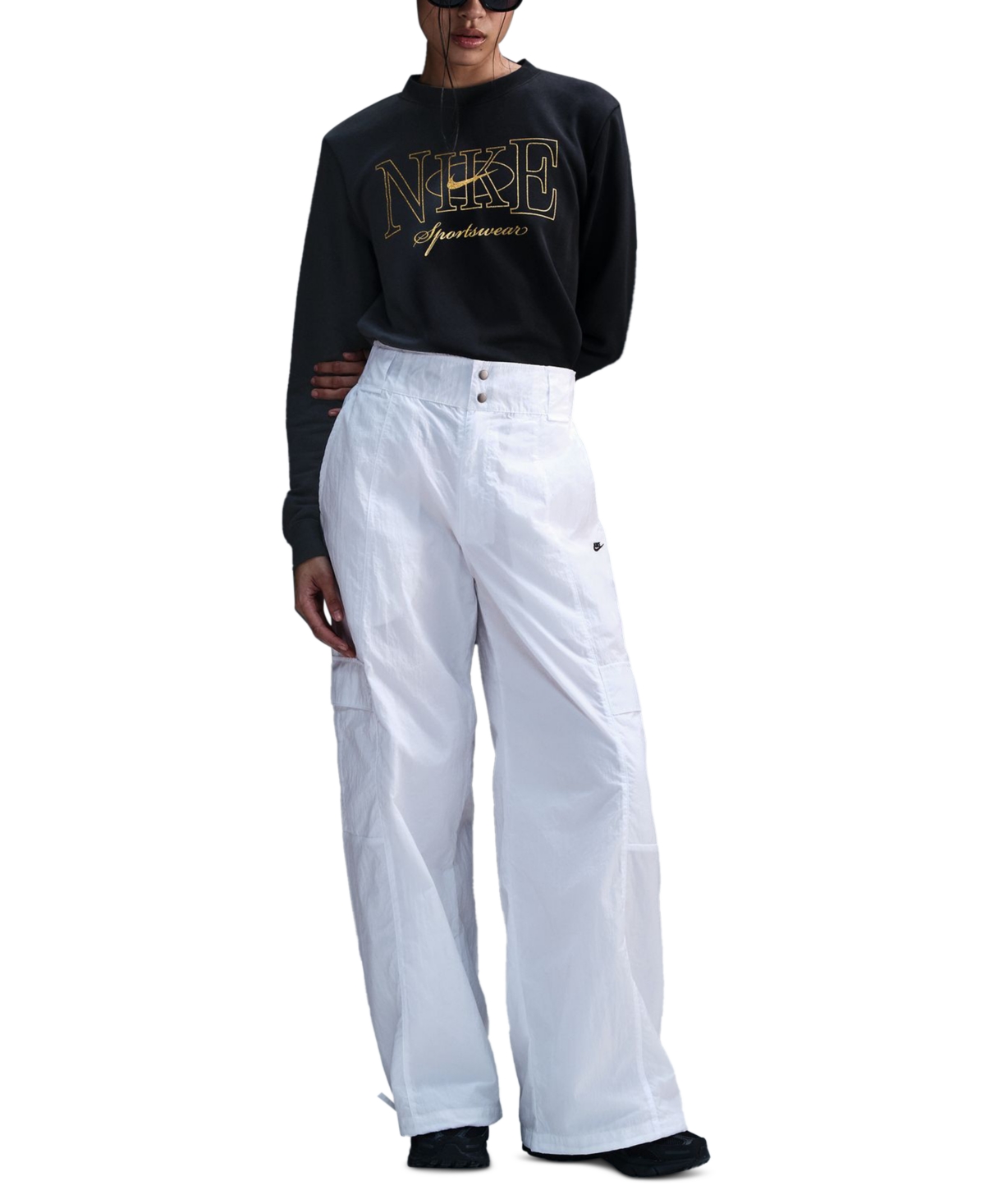 Nike Women's Sportswear Club Fleece Shine Crewneck Sweatshirt In Black