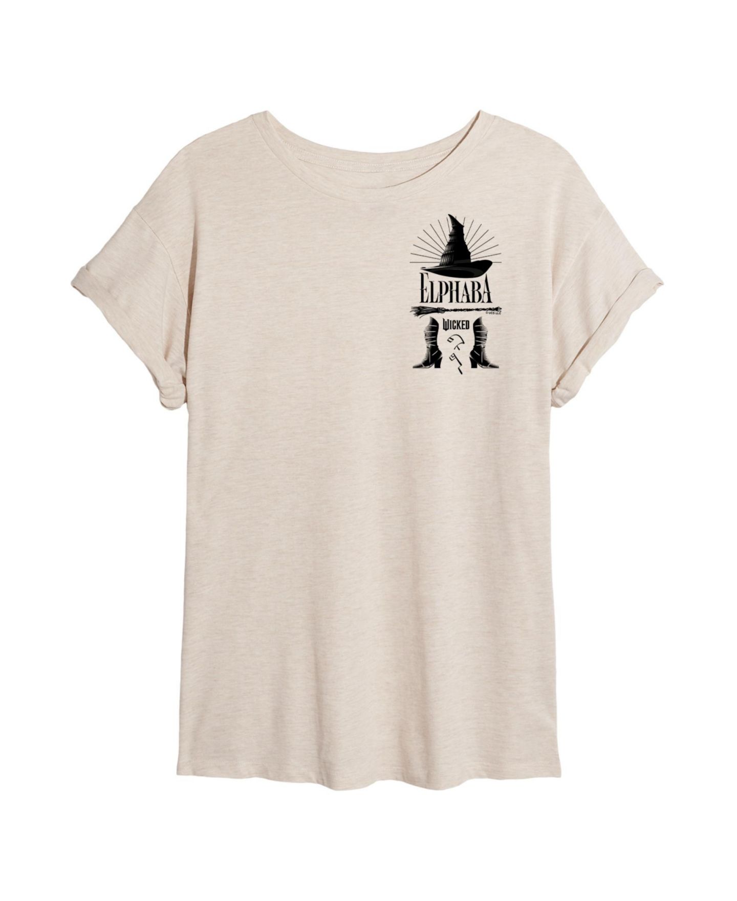 Женская футболка Hybrid Apparel Juniors Trendy Wicked Elphaba Graphic Oversized, цвет: Бежевый — фото 1