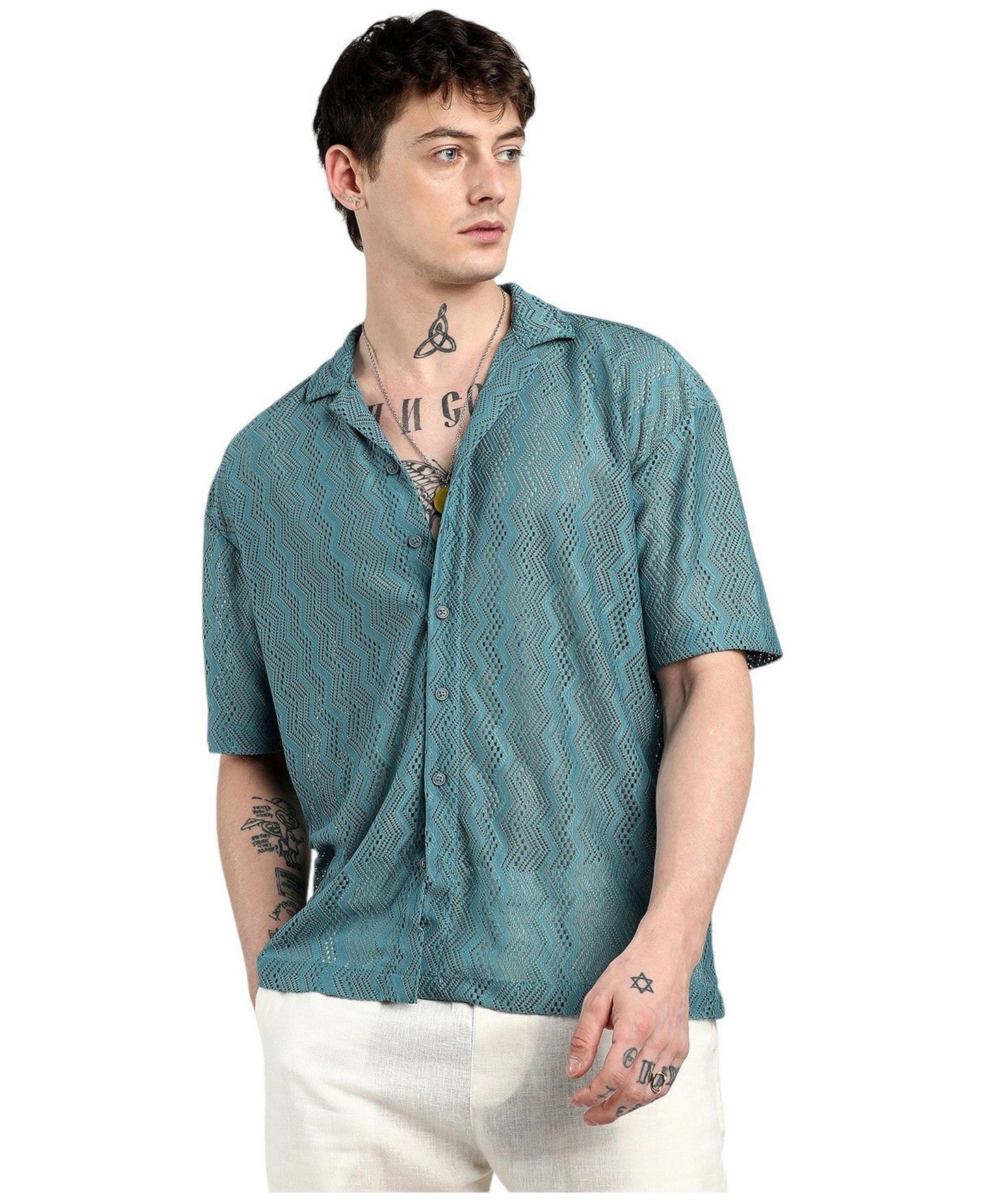 Мужская рубашка Cahoot Campus Sutra Splash Check Oversized, цвет: Синий — фото 1