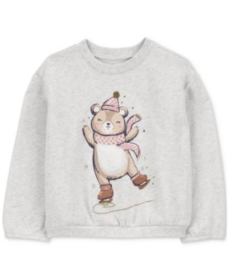 Carter's - Toddler Girls Ice Skating Bear Graphic Fleece Sweatshirt