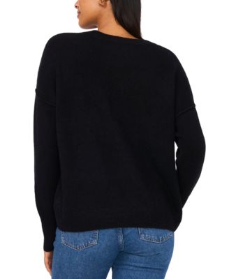 Women's Crewneck Embellished Pearl Long-Sleeve Sweater