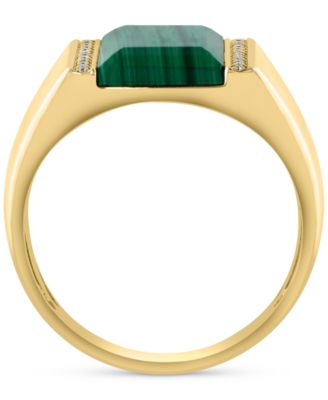 EFFY&reg; Men's Malachite & Diamond (1/10 ct. t.w.) Ring in Gold-Plated Sterling Silver