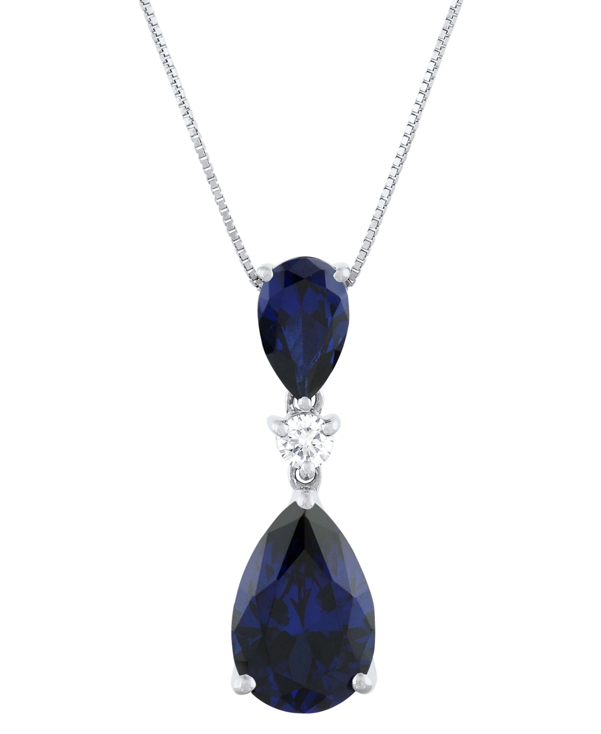 Lab Grown Emerald (3-1/3 ct. t.w.) & Lab Grown Diamond (1/8 ct. t.w.) 18" Pendant Necklace in 14k Gold - Sapphire