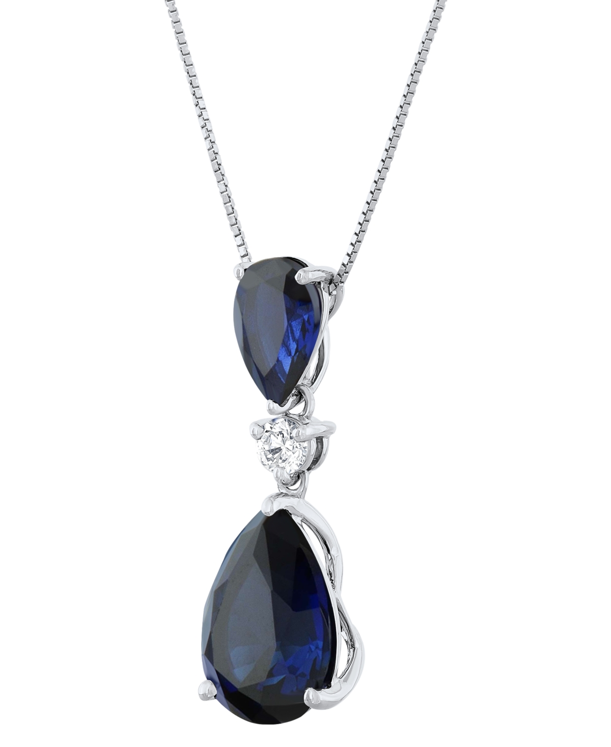 Grown With Love Lab Grown Emerald (3-1/3 Ct. T.w.) & Lab Grown Diamond (1/8 Ct. T.w.) 18" Pendant Necklace In 14k Go In Sapphire