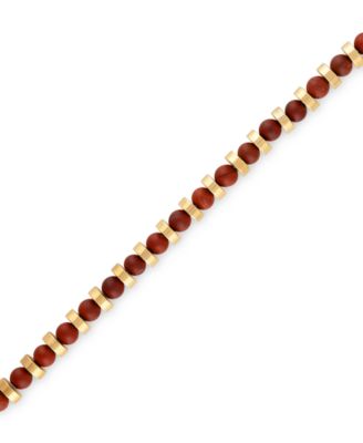 Red Jasper & Gold-Tone Stainless Steel Bracelet