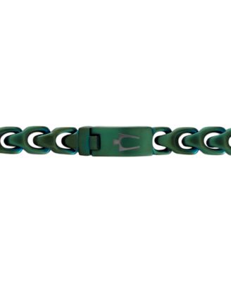 Green-Tone Stainless Steel Link Bracelet