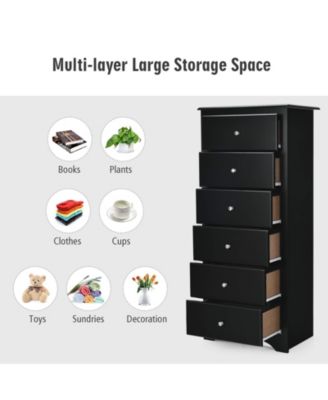 6 Drawers Chest Dresser Clothes Storage Bedroom Furniture Cabinet