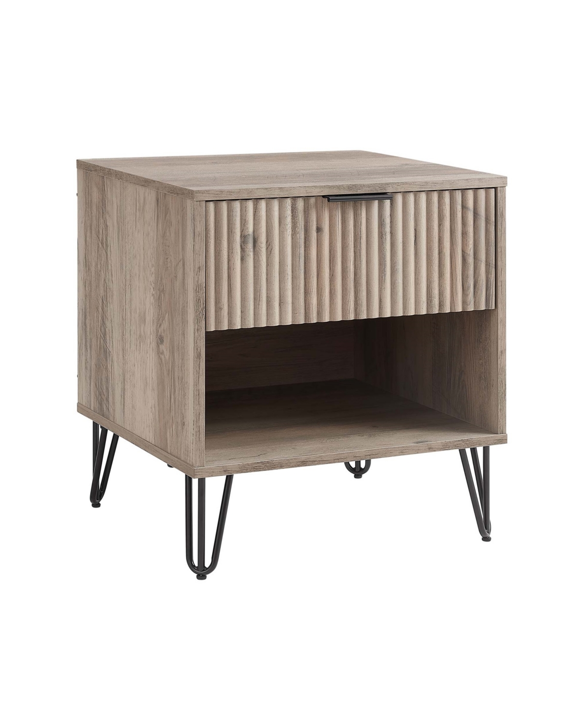 Shop Manhattan Comfort 1- Piece Dumbo Medium-density Fiberboard 1-drawer Modern Nightstand In Rustic Grey