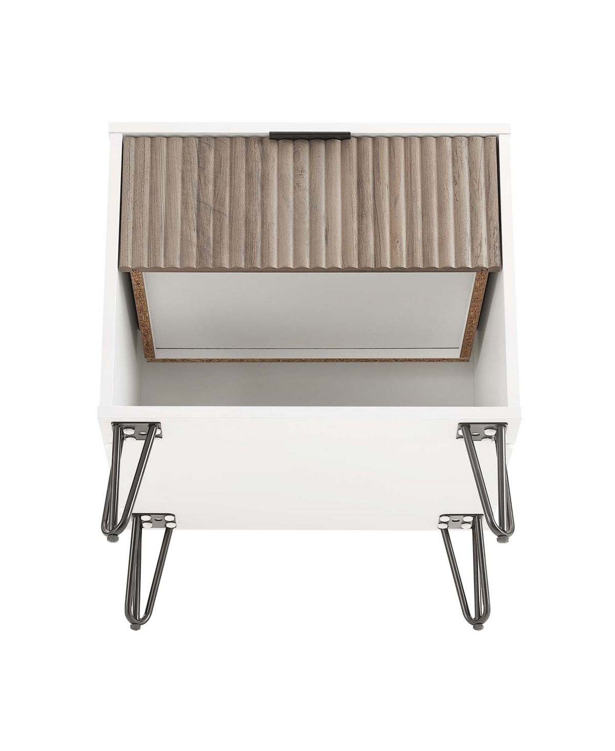 Manhattan Comfort 1- Piece Dumbo Medium-density Fiberboard 1-drawer Modern Nightstand In White And Rustic Grey