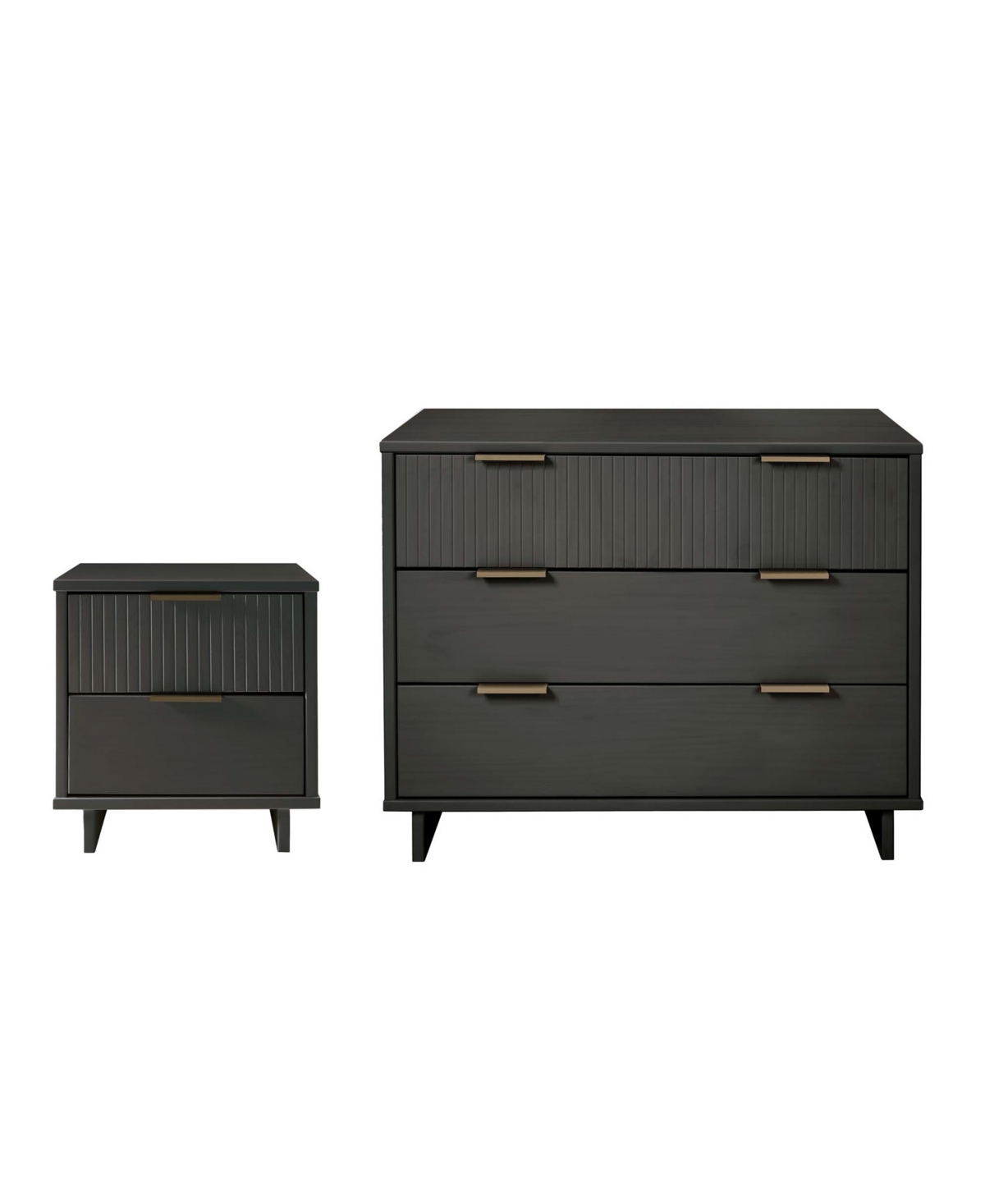 MANHATTAN COMFORT 2-PIECE GRANVILLE SOLID PINE WOOD 3-DRAWER STANDARD DRESSER AND 2-DRAWER NIGHTSTAND SET 