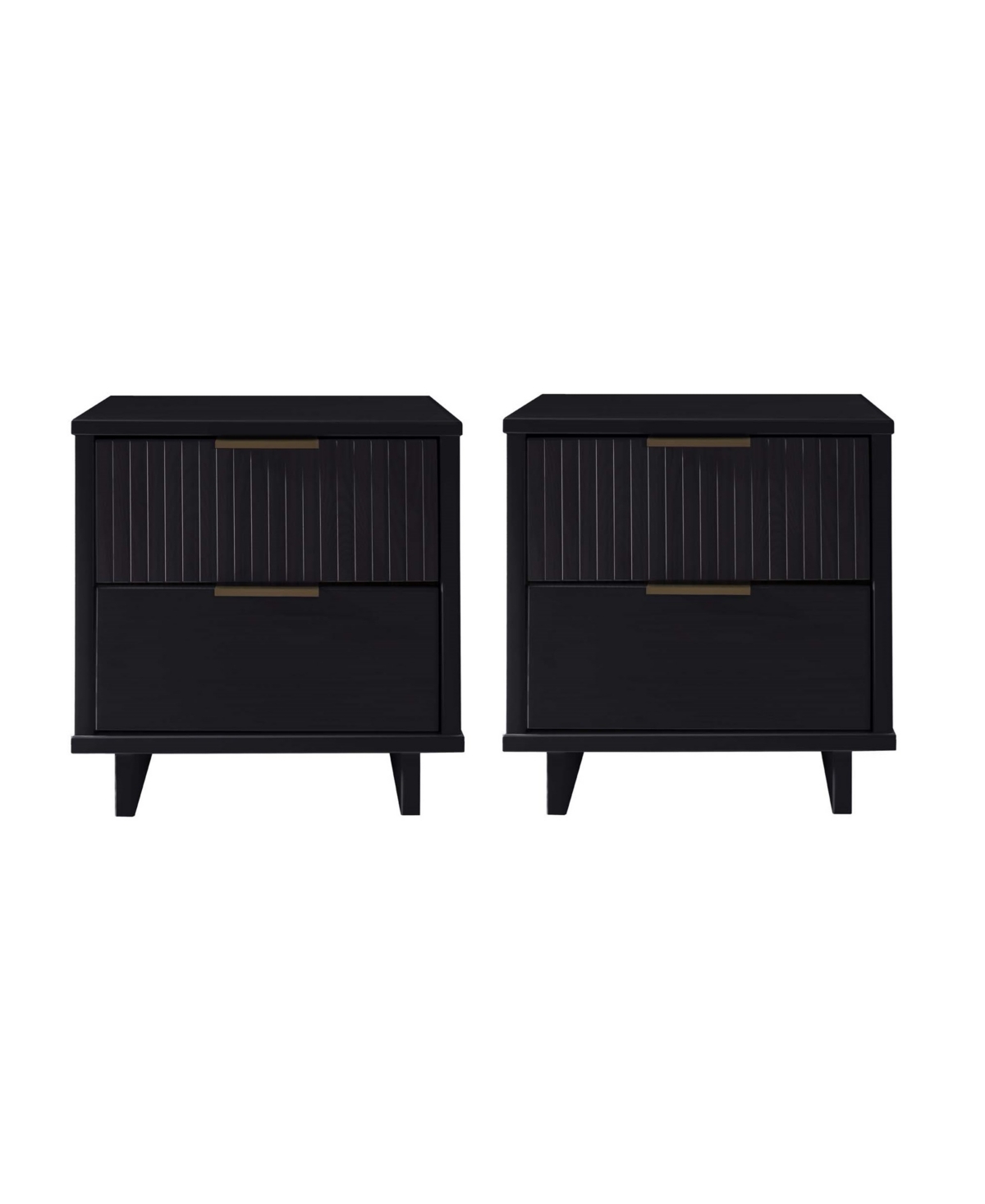 Manhattan Comfort 2-piece Granville Solid Pine Wood 2-drawer Nightstand Set In Black
