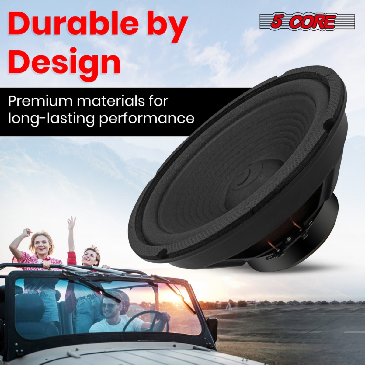 5 Core 8 Inch Subwoofer Pair • 500W Pmpo 4 Ohm Car Bass Sub Woofer • Replacement Speaker w Voice Coil • Bocinas para Carro