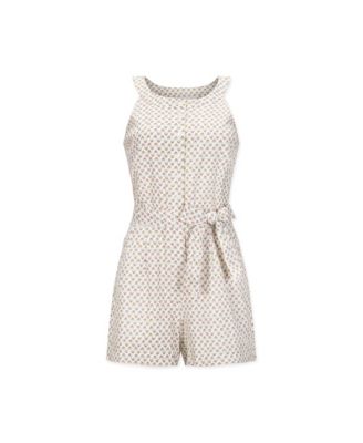 Women's Sleeveless Linen Button Front Halter Romper