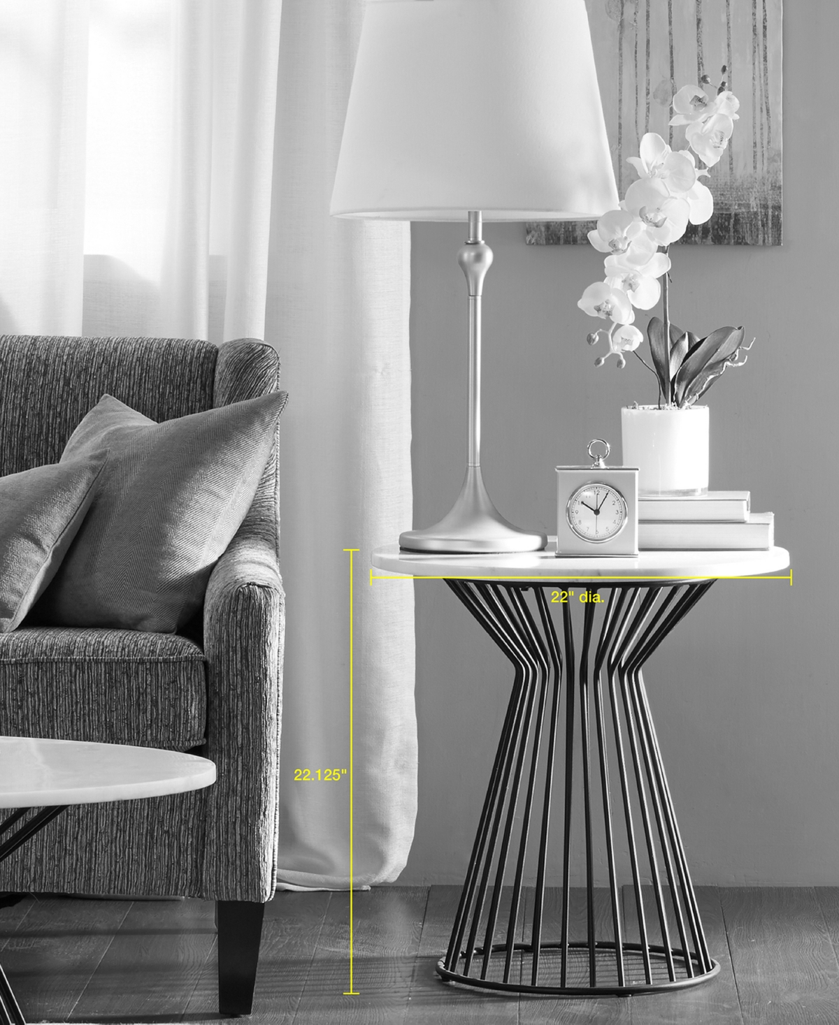 Macy's Maxwell End Table In White,blac