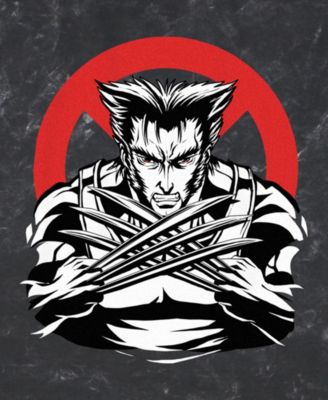 Men's Marvel X-Men Wolverine Anime Short Sleeve Mineral Wash Tee