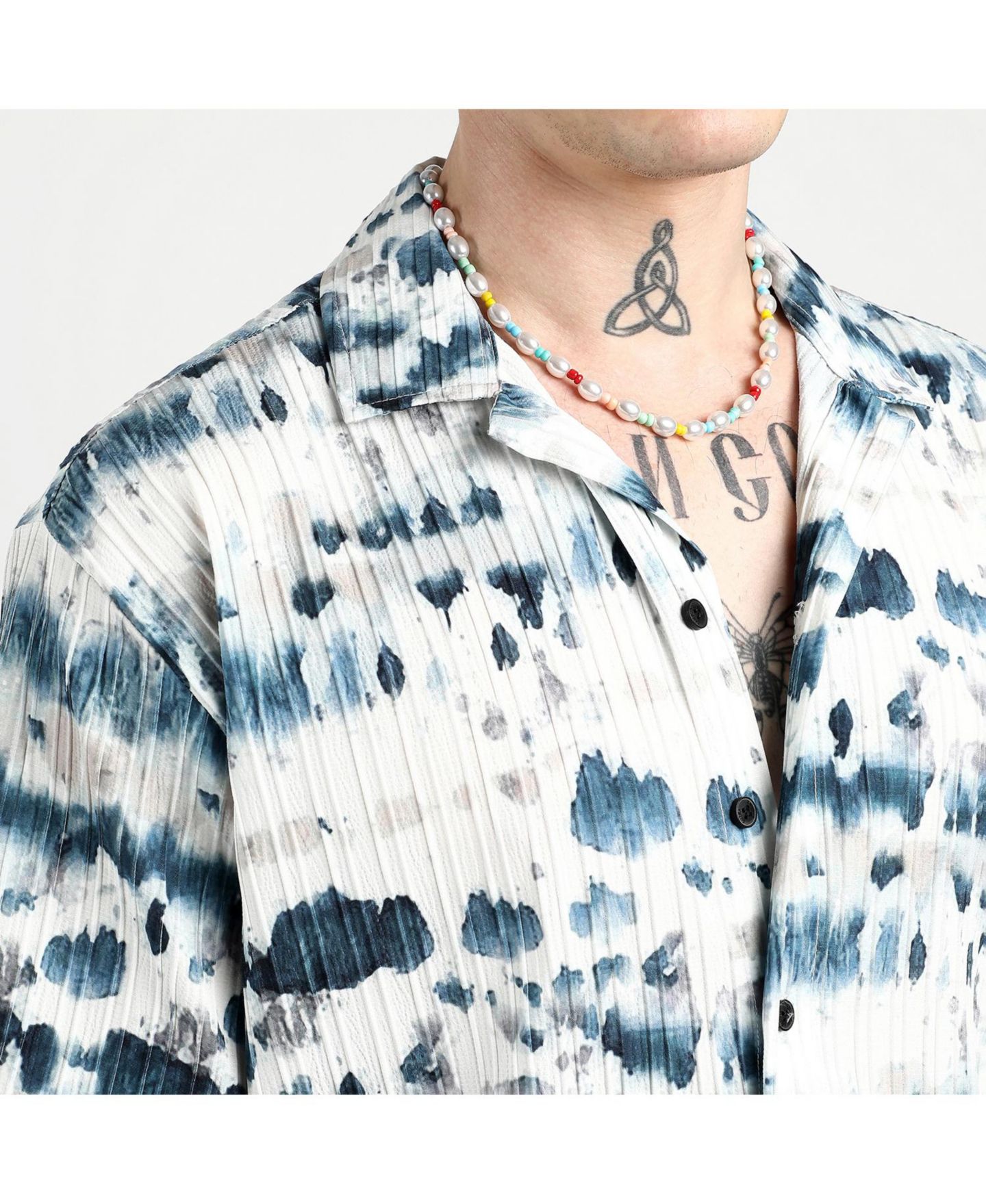 Мужская рубашка Cahoot Campus Sutra Geometric Block Oversized, цвет: Синий — фото 4